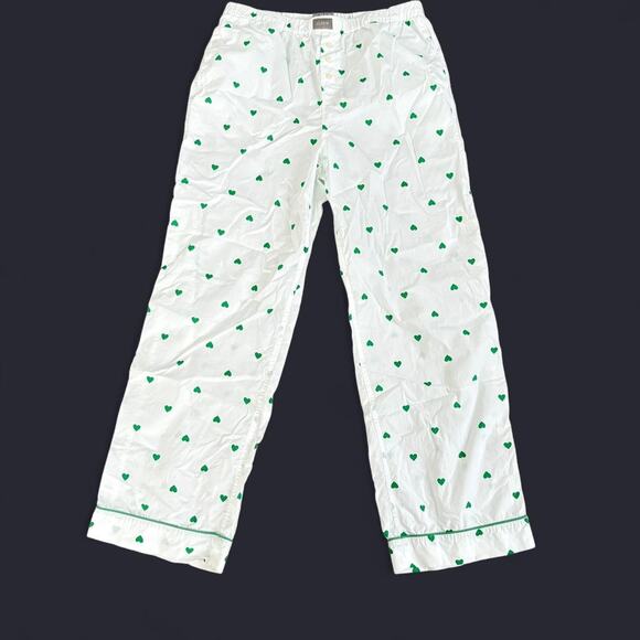 J.Crew Long-sleeve cotton poplin pajama pant set in green heart print Size M - Picture 8 of 8